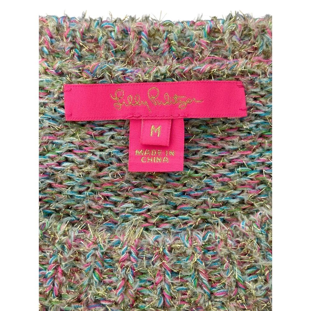 Lilly Pulitzer Gliana Metallic Rainbow Sweater Multicolor Boucle Knit Size M - Picture 3 of 10